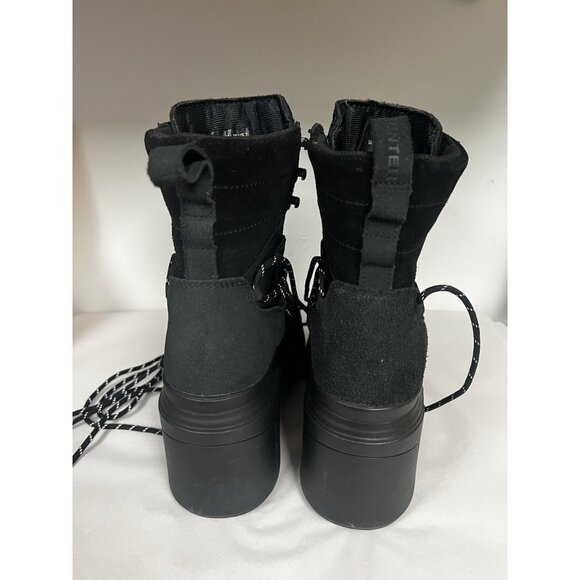 Hunter Black Discoverer Lace Up Ankle Heel Boots Womens Sz 7 Water Resistant - Picture 3 of 9